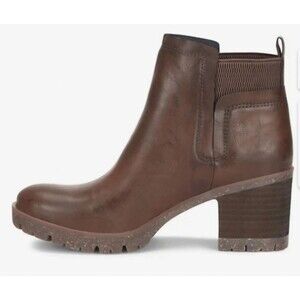KORKS Elsie Heeled Brown Vegan Leather Booties Ankle Boots Women's Size 9M